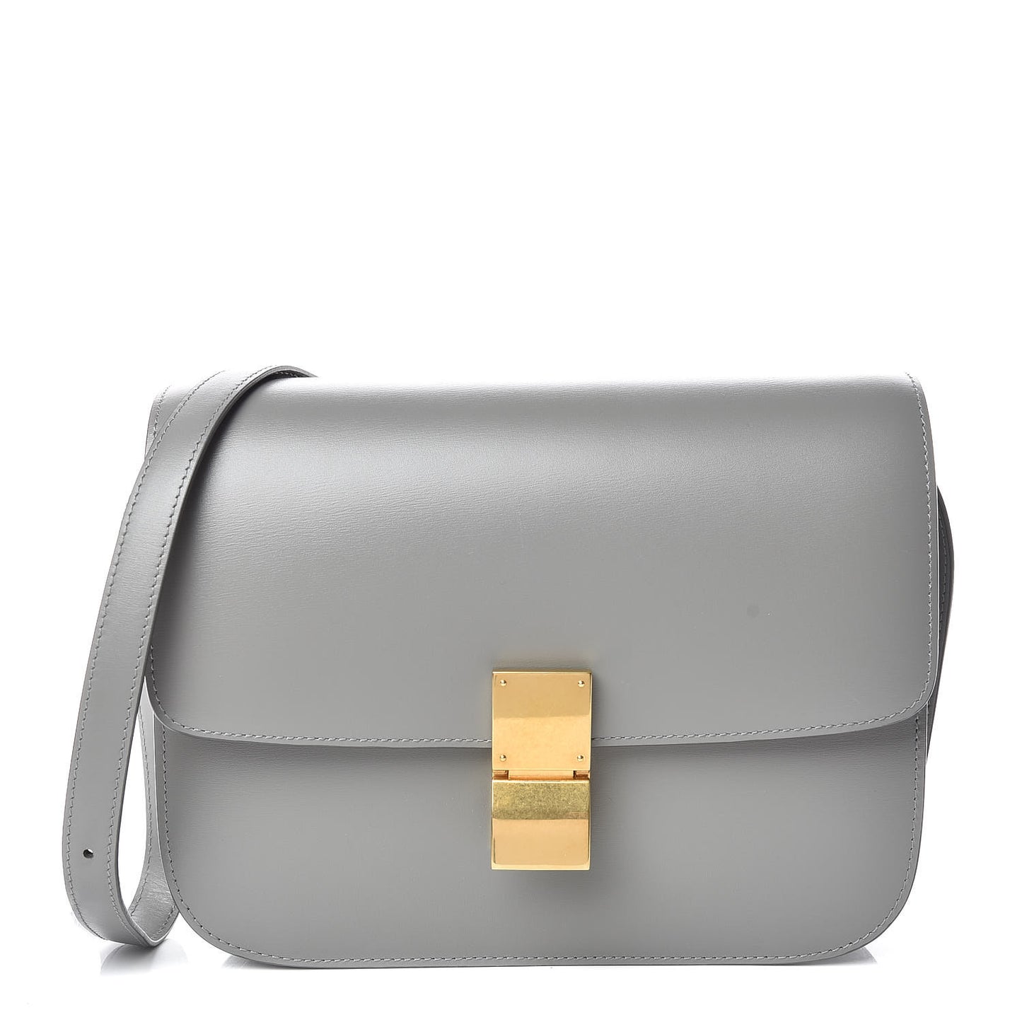 Box Calfskin Medium Classic Box Flap Bag Zinc