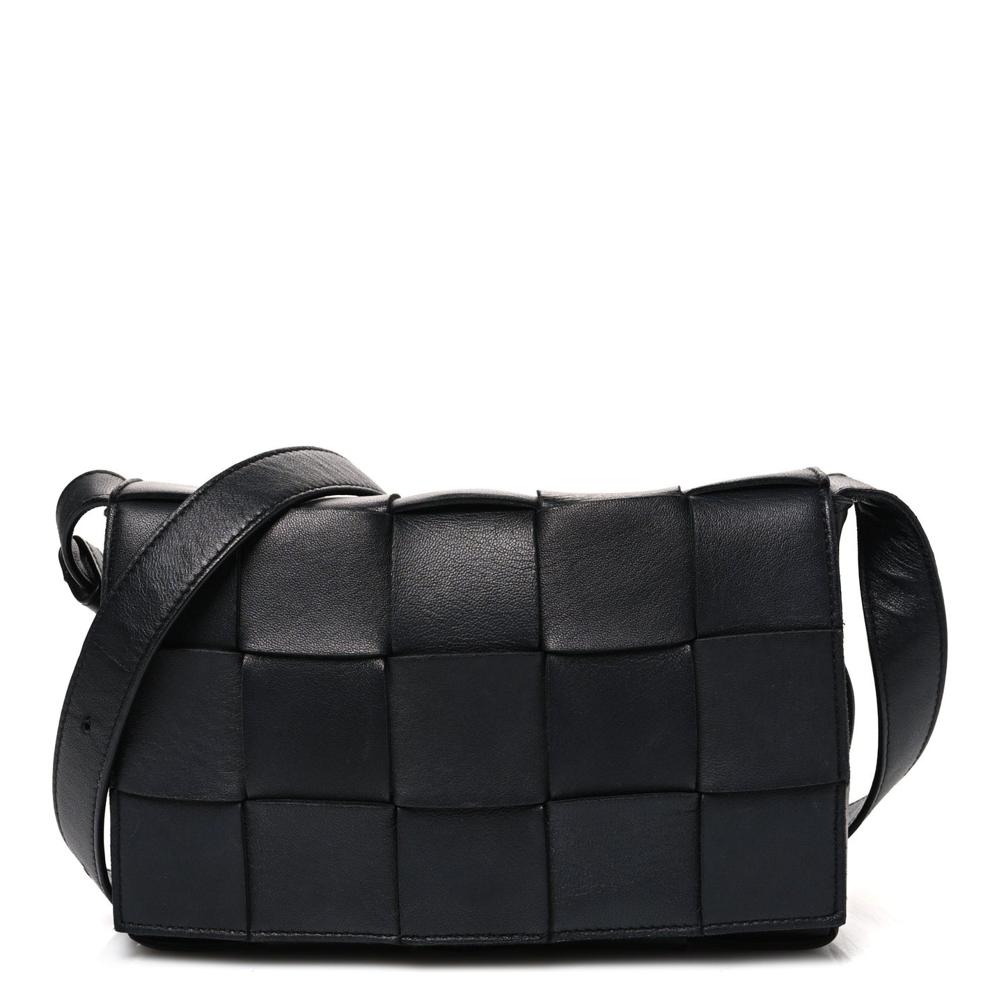 Lambskin Maxi Intrecciato Cassette Crossbody Bag Black