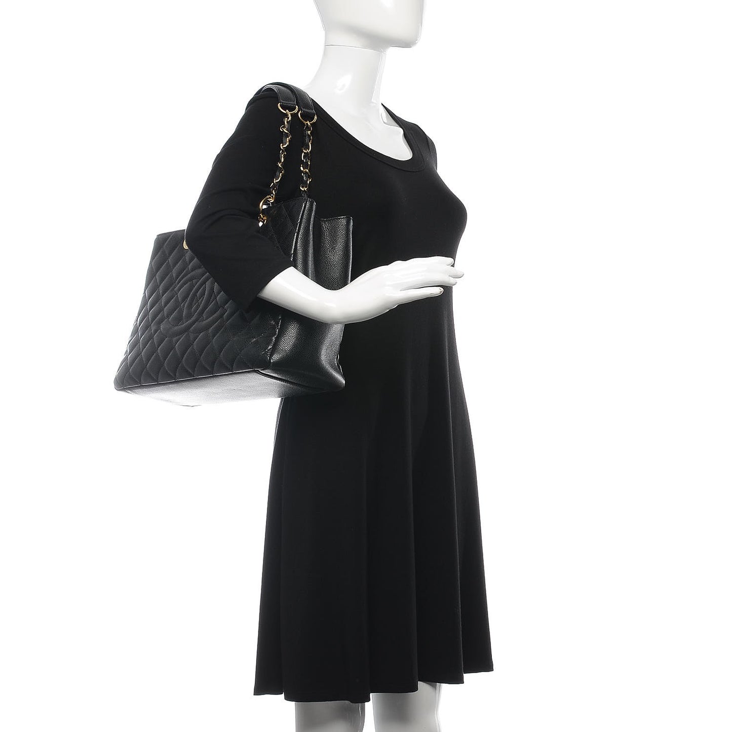 Caviar Quilted Grand Shopping Tote GST Black