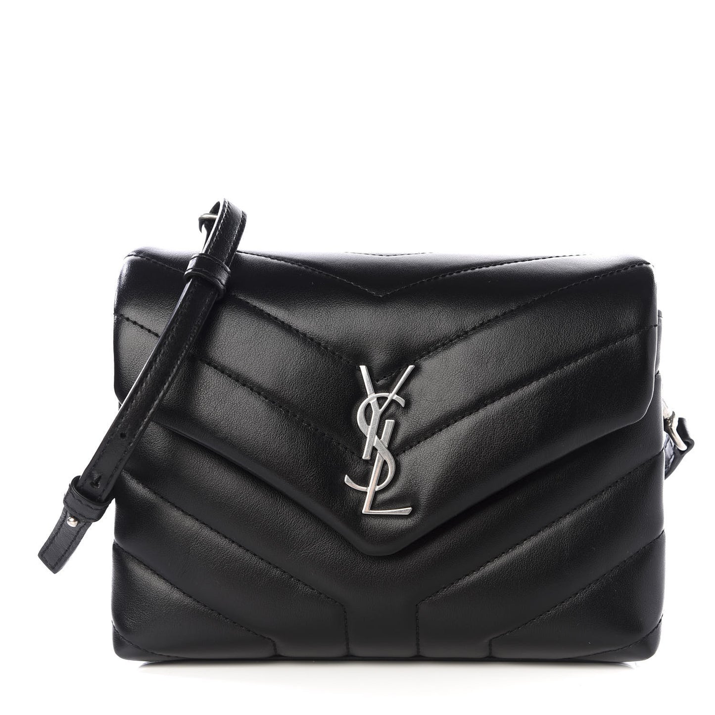 Calfskin Y Quilted Monogram Toy Loulou Crossbody Bag Black