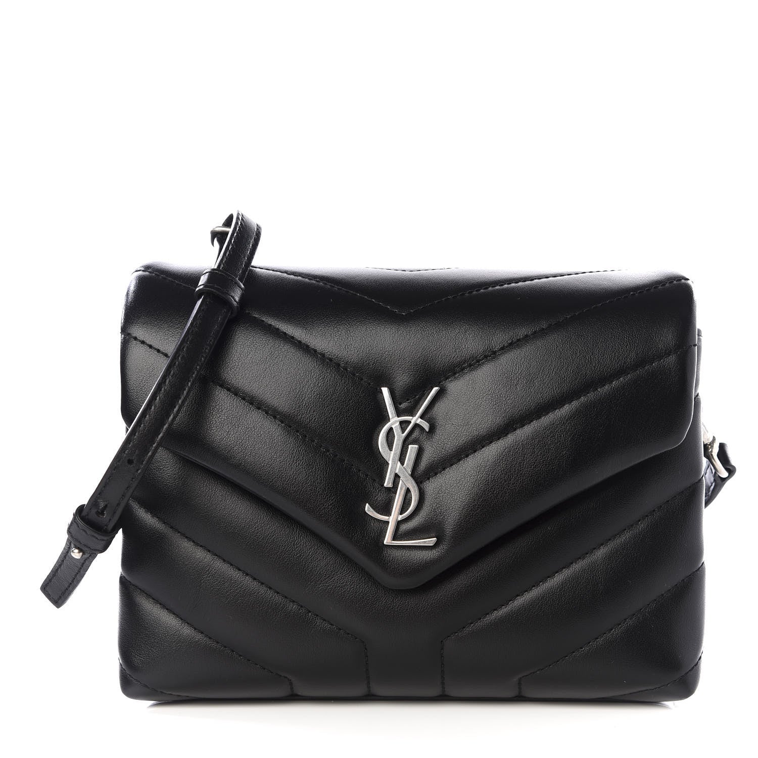 Saint Laurent Calfskin Y Quilted Monogram Toy Loulou Crossbody Bag Black 1 of 11