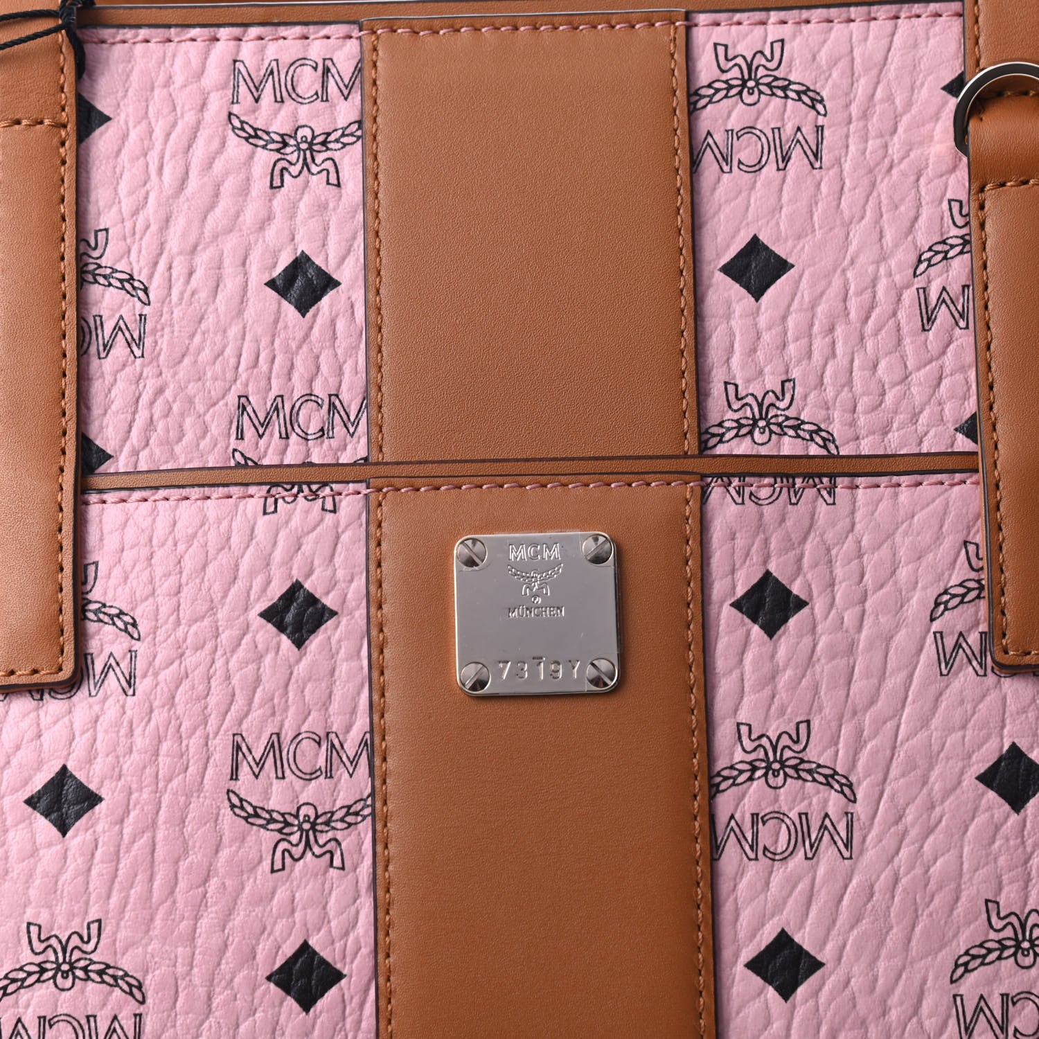 MCM Visetos Medium Anya Zip Top Shopper Tote Soft Pink 7 of 7