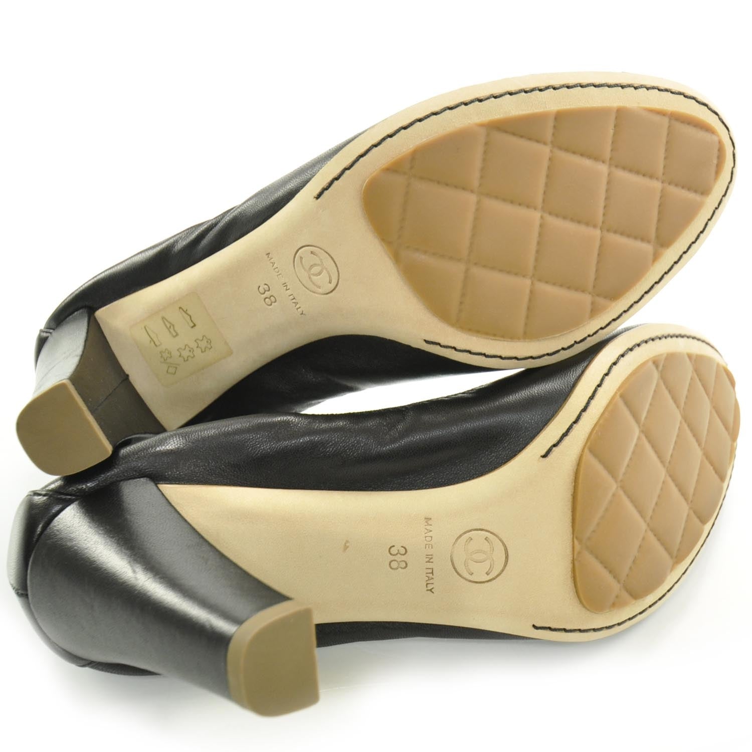 Chanel Leather Elastic Stretch Spirit CC Pumps 38 Black 5 of 8