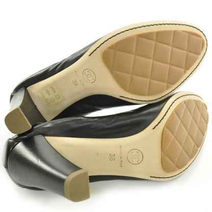 Chanel Leather Elastic Stretch Spirit CC Pumps 38 Black 5 of 8