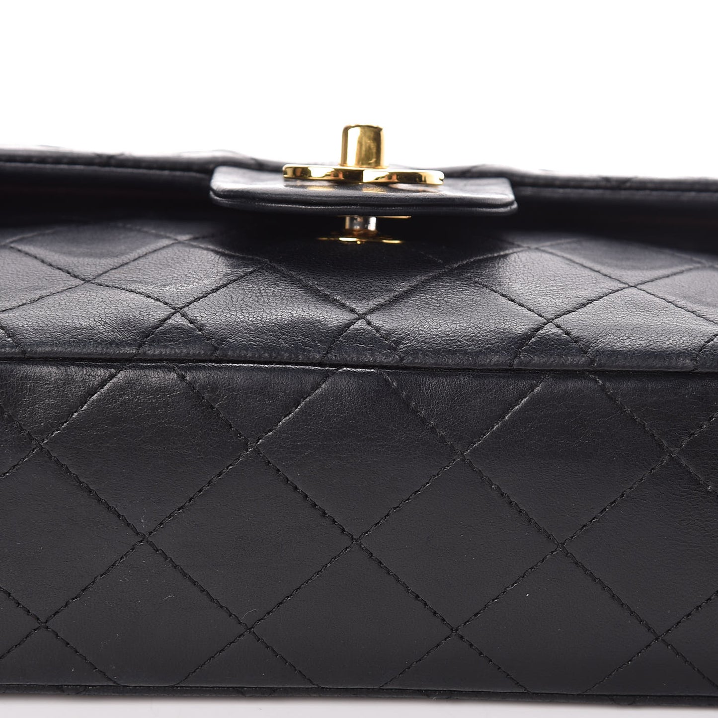 Lambskin Quilted Small Double Flap Black