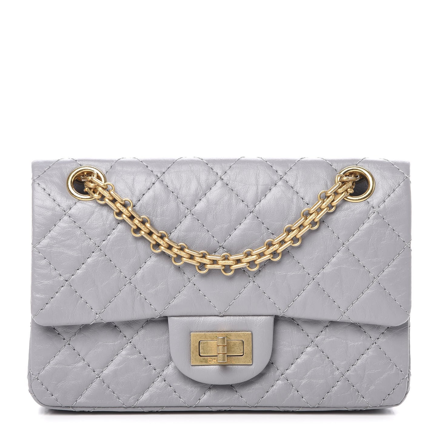 Aged Calfskin Quilted 2.55 Reissue Mini Flap Grey