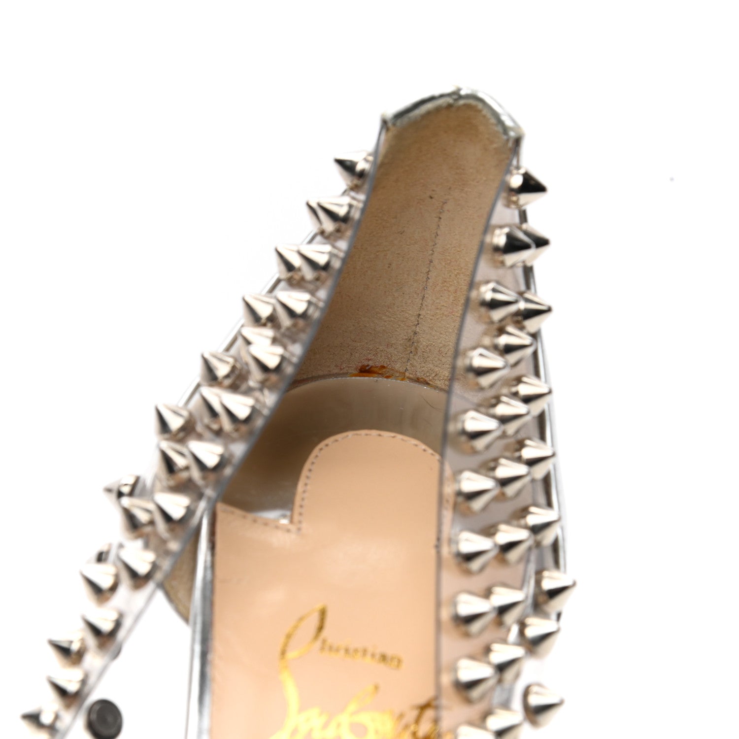Christian Louboutin PVC Metallic Gloss Spike Me 100 Pumps 36.5 Silver 8 of 9