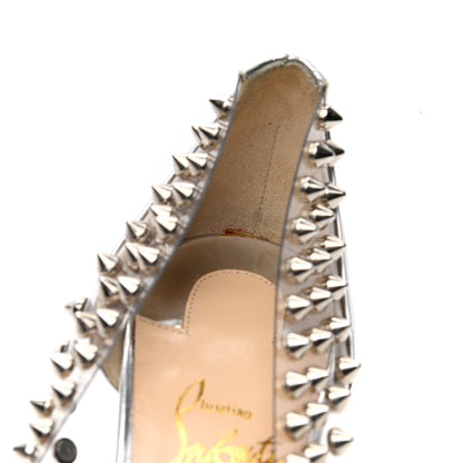 Christian Louboutin PVC Metallic Gloss Spike Me 100 Pumps 36.5 Silver 8 of 9