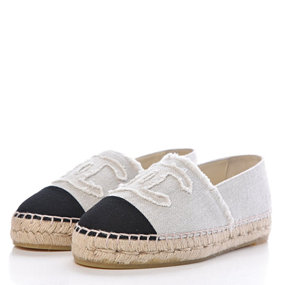 Chanel Linen CC Espadrilles 36 Beige Black 3 of 11
