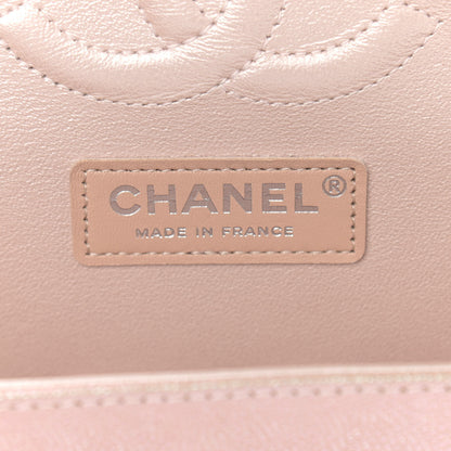 Chanel Metallic Caviar Chevron Quilted Medium Double Flap Light Gold 6 of 9
