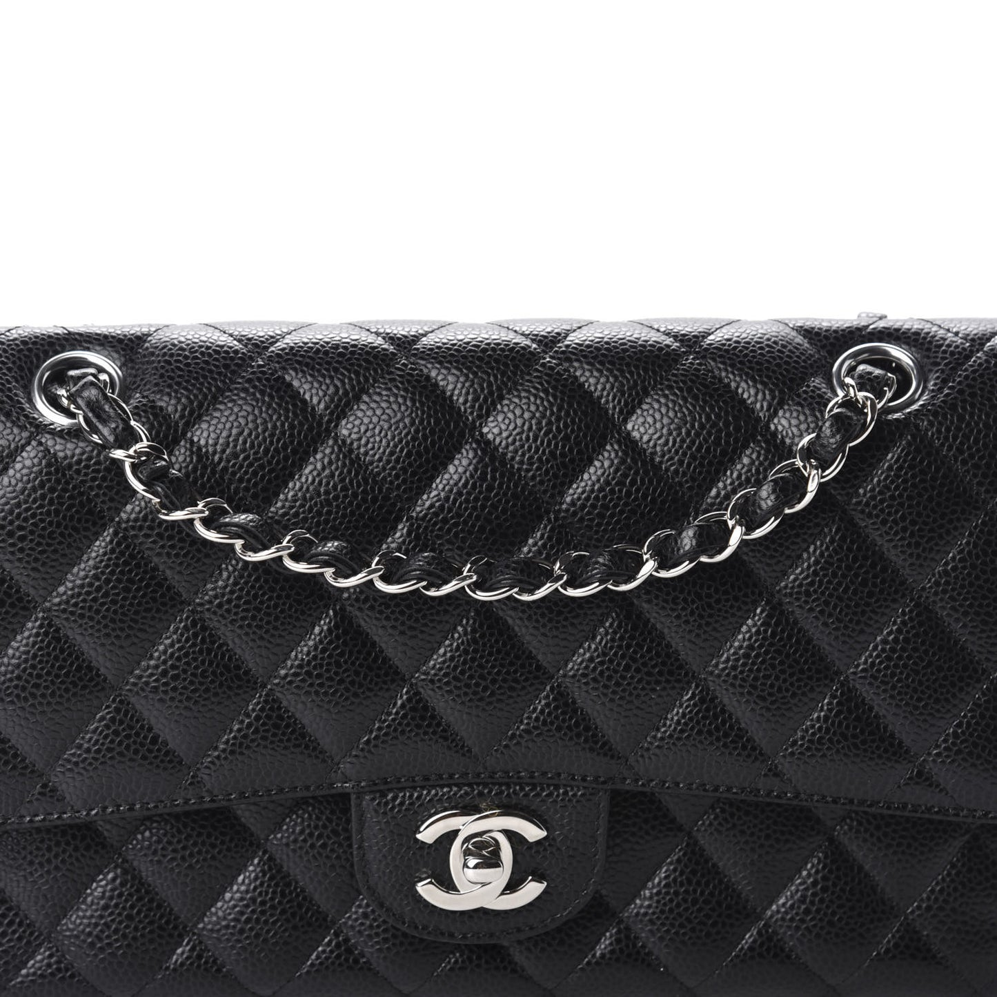 Caviar Quilted Medium Double Flap Black