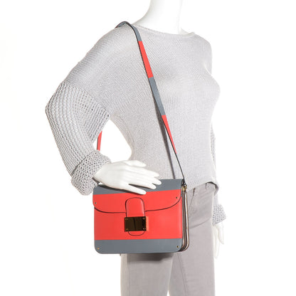 Valentino Garavani Calfskin Rivet Colorblock Shoulder Bag Grey Red 2 of 9
