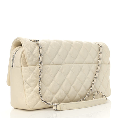 Chanel Caviar Quilted Jumbo Easy Flap Dark White 3 of 13