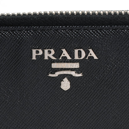 Prada Saffiano Zip Around Wallet Nero Black 3 of 9