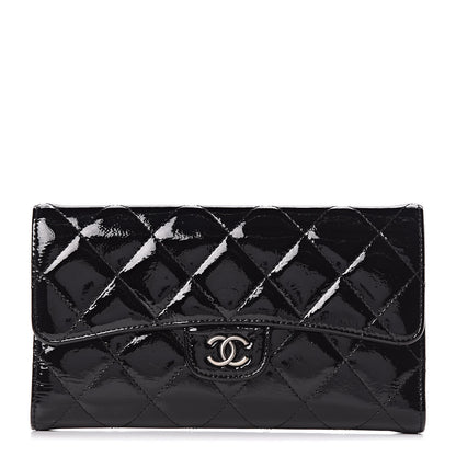 Chanel Patent Quilted Large Flap Wallet Black 1 of 13
