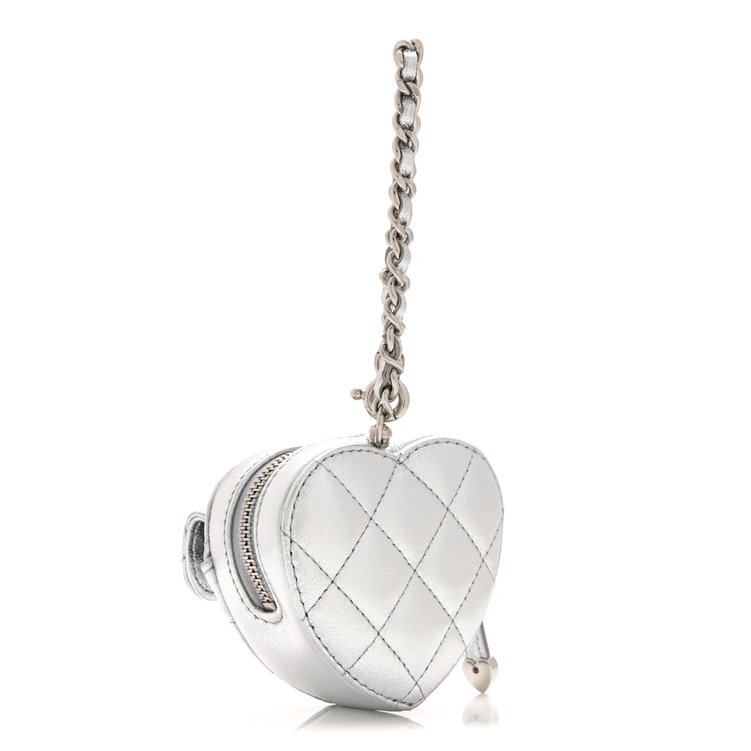 Chanel Metallic Lambskin Quilted CC Mini In Love Heart Bag Charm