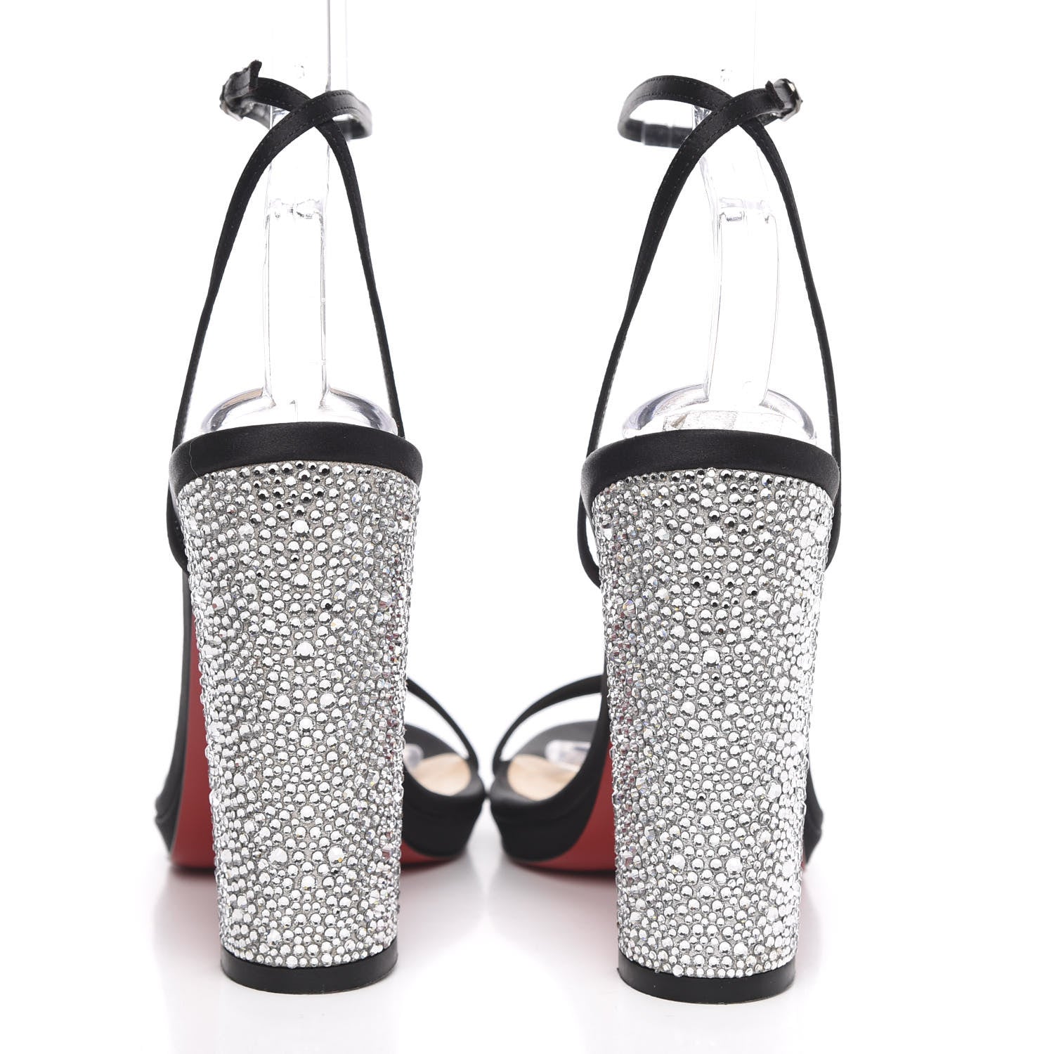 Christian Louboutin Crepe Satin Strass Au Palace 120 Sandals 38.5 Black 5 of 9