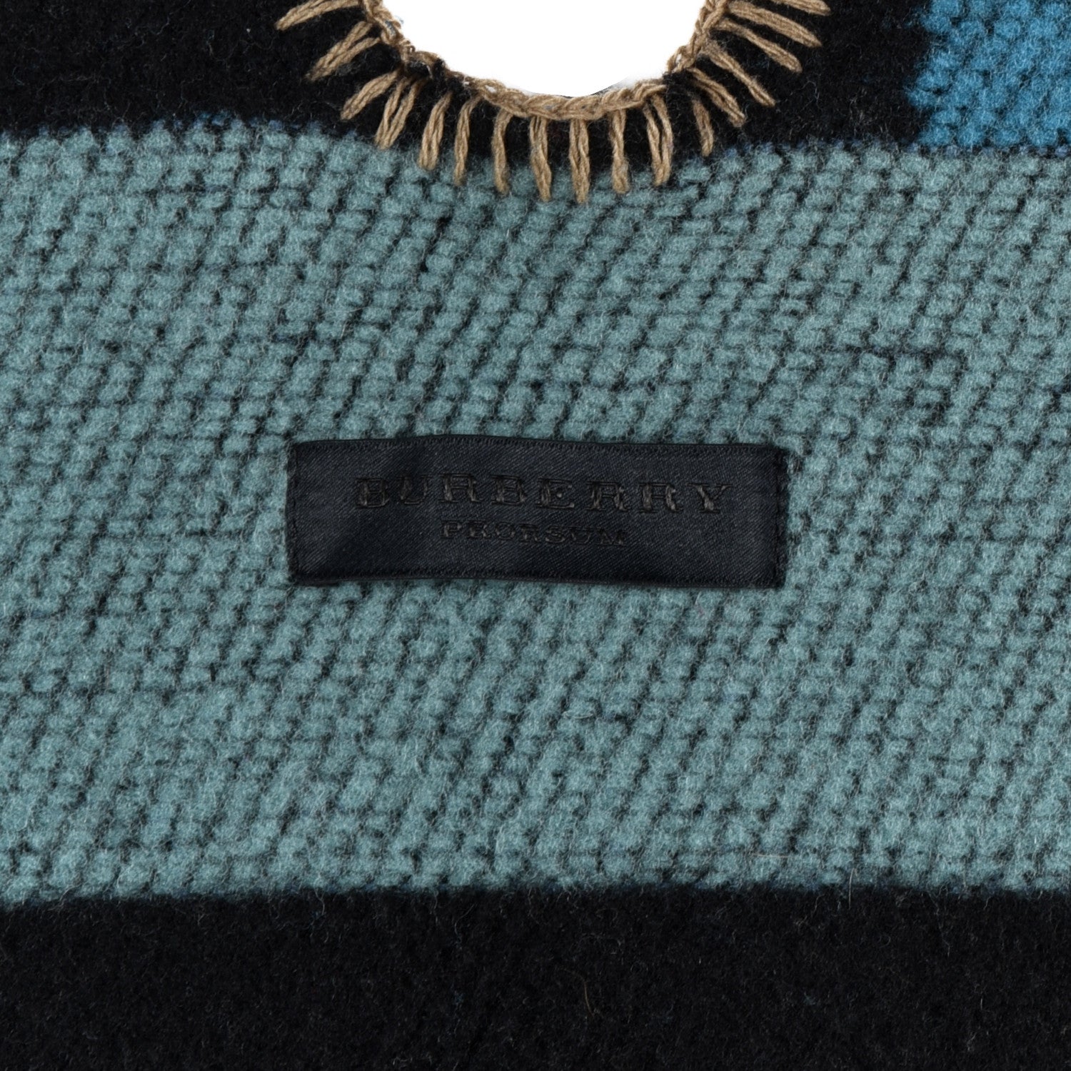 Burberry Cashmere Wool Mega Check Cape Scarf Blue 2 of 3