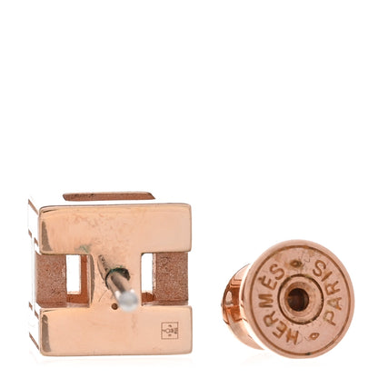 Hermes Rose Gold Lacquered Cage d'H Earrings Black 4 of 4
