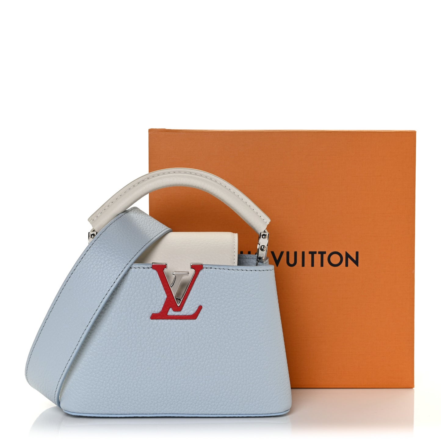 Taurillon Capucines Mini Light Blue White Red