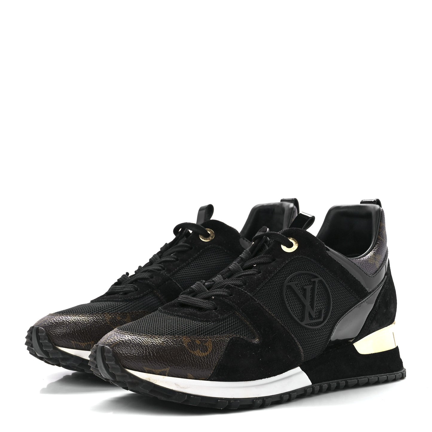Suede Monogram Run Away Sneakers 40 Black