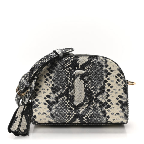 Calfskin Snakeskin Embossed Shutter Camera Crossbody Bag Black White