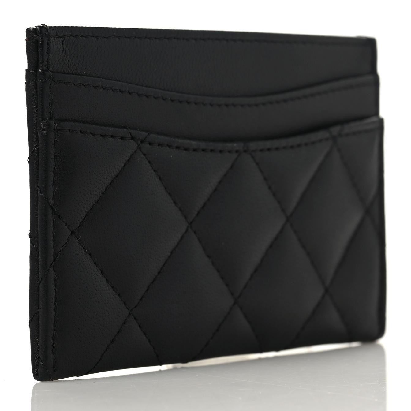 Chanel Lambskin Glitter Quilted Card Holder Black 3 of 7