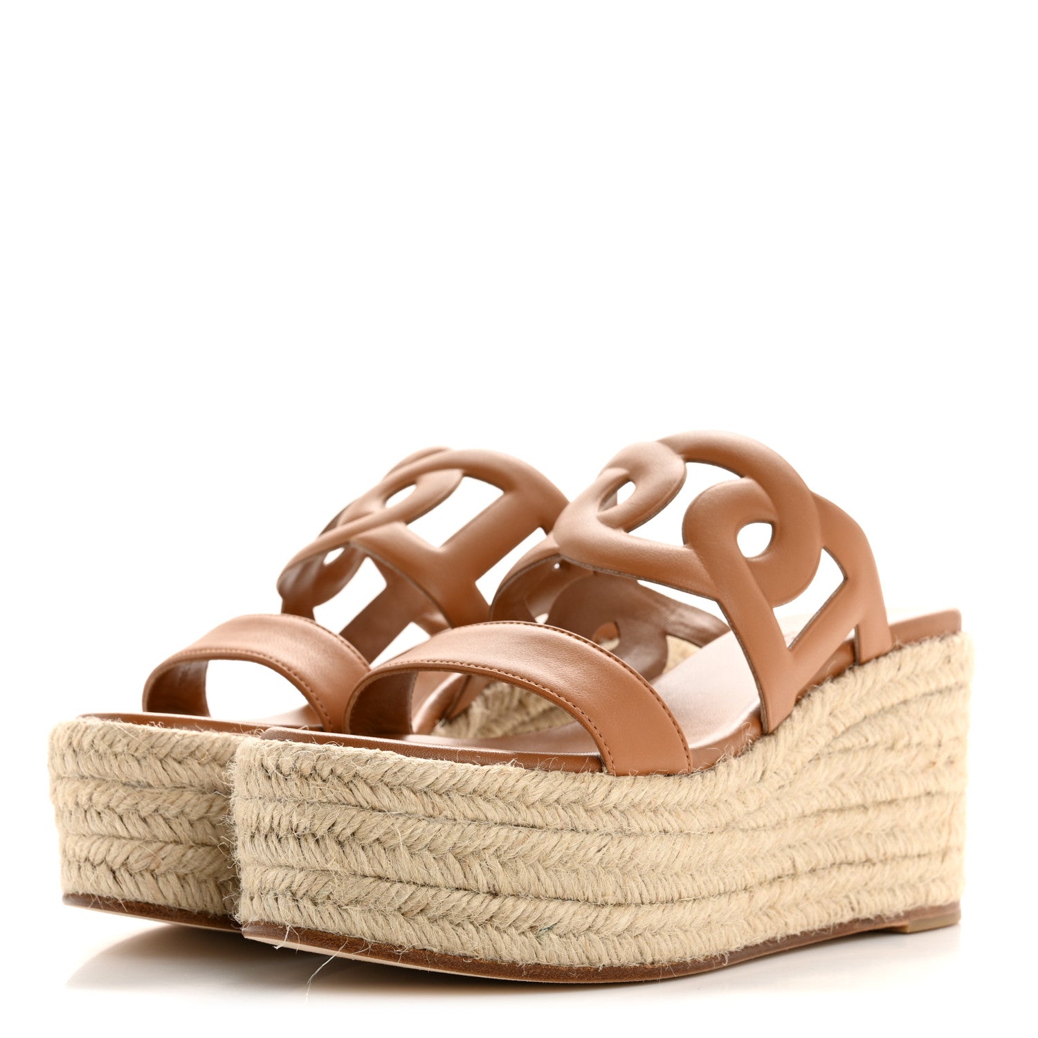 Hermes Nappa Ithea Espadrille Wedge Sandals 35 Naturel 4 of 10