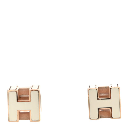 Hermes Gold Lacquered Cage d'H Earrings Ecru 1 of 5