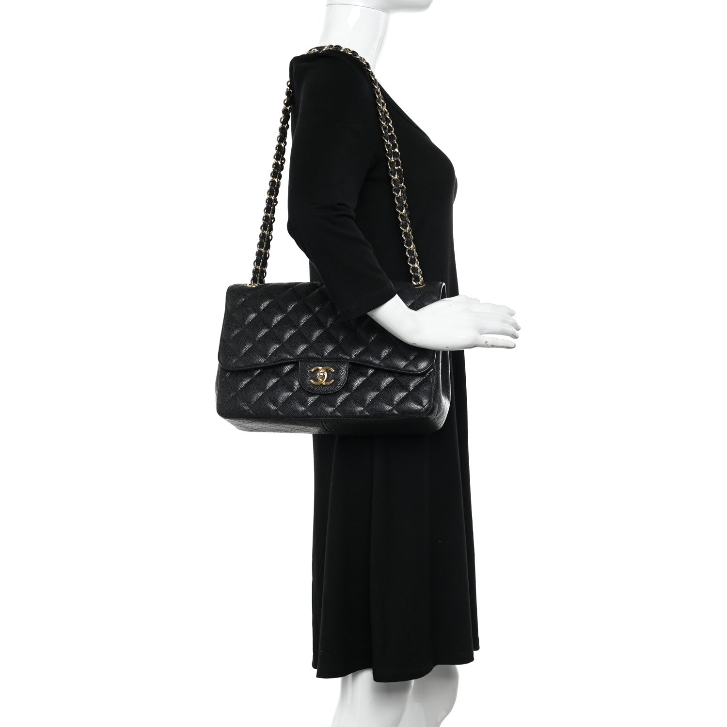 Chanel Caviar Quilted Jumbo Double Flap Black 2 of 16