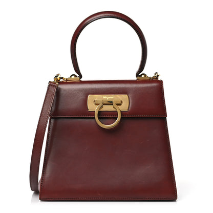 Salvatore Ferragamo Brushed Off Calfskin Small Iconic Top Handle Burgundy 1 of 12