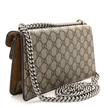 Gucci GG Supreme Monogram Suede Crystal Small Dionysus Shoulder Bag Beige Ebony Taupe 3 of 10