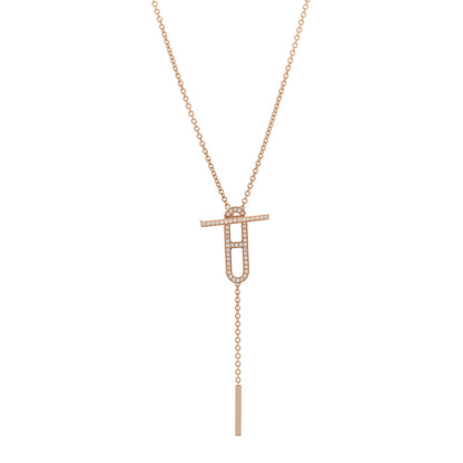 Hermes 18K Rose Gold Diamond PM Ever Chaine D'Ancre Necklace ST 1 of 5