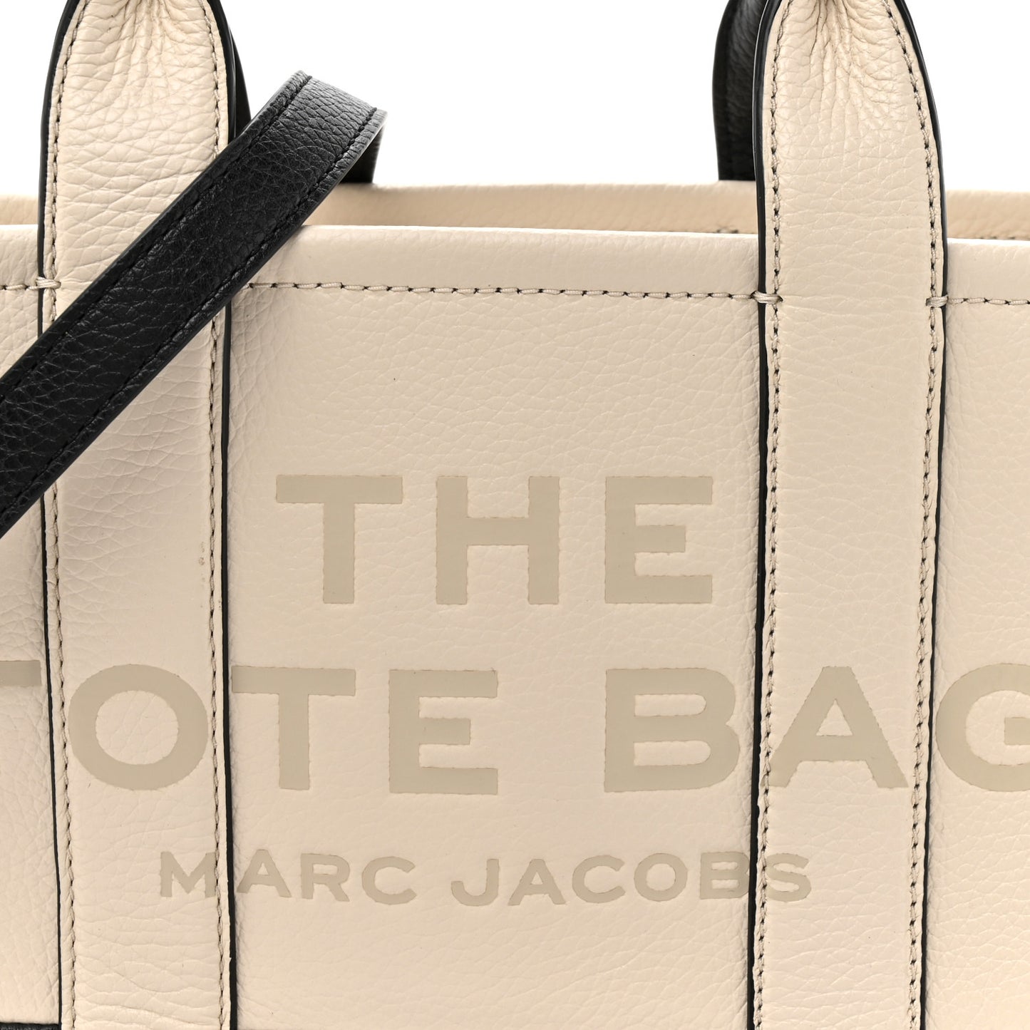 Grained Calfskin Small The Tote Bag Ivory Black