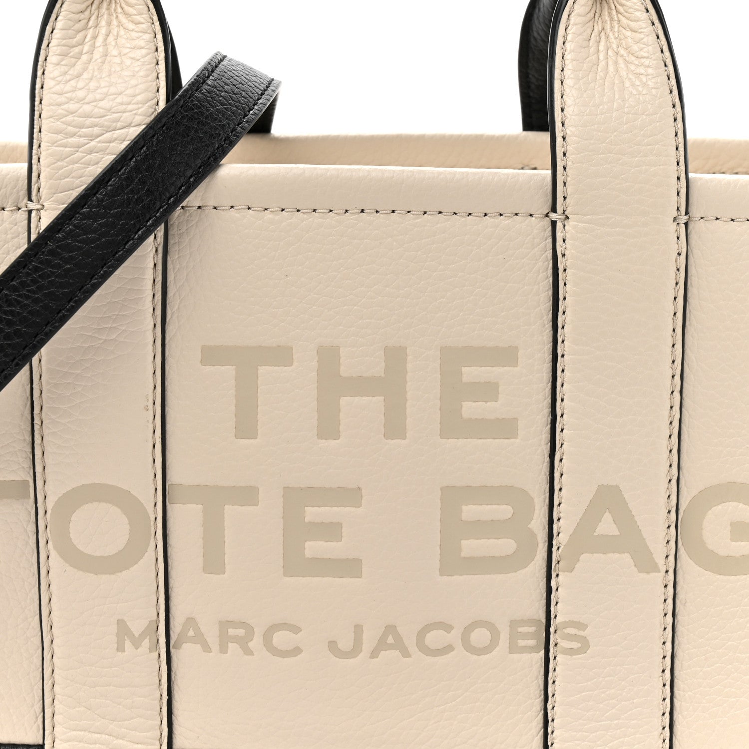 Marc Jacobs Grained Calfskin Small The Tote Bag Ivory Black 7 of 10
