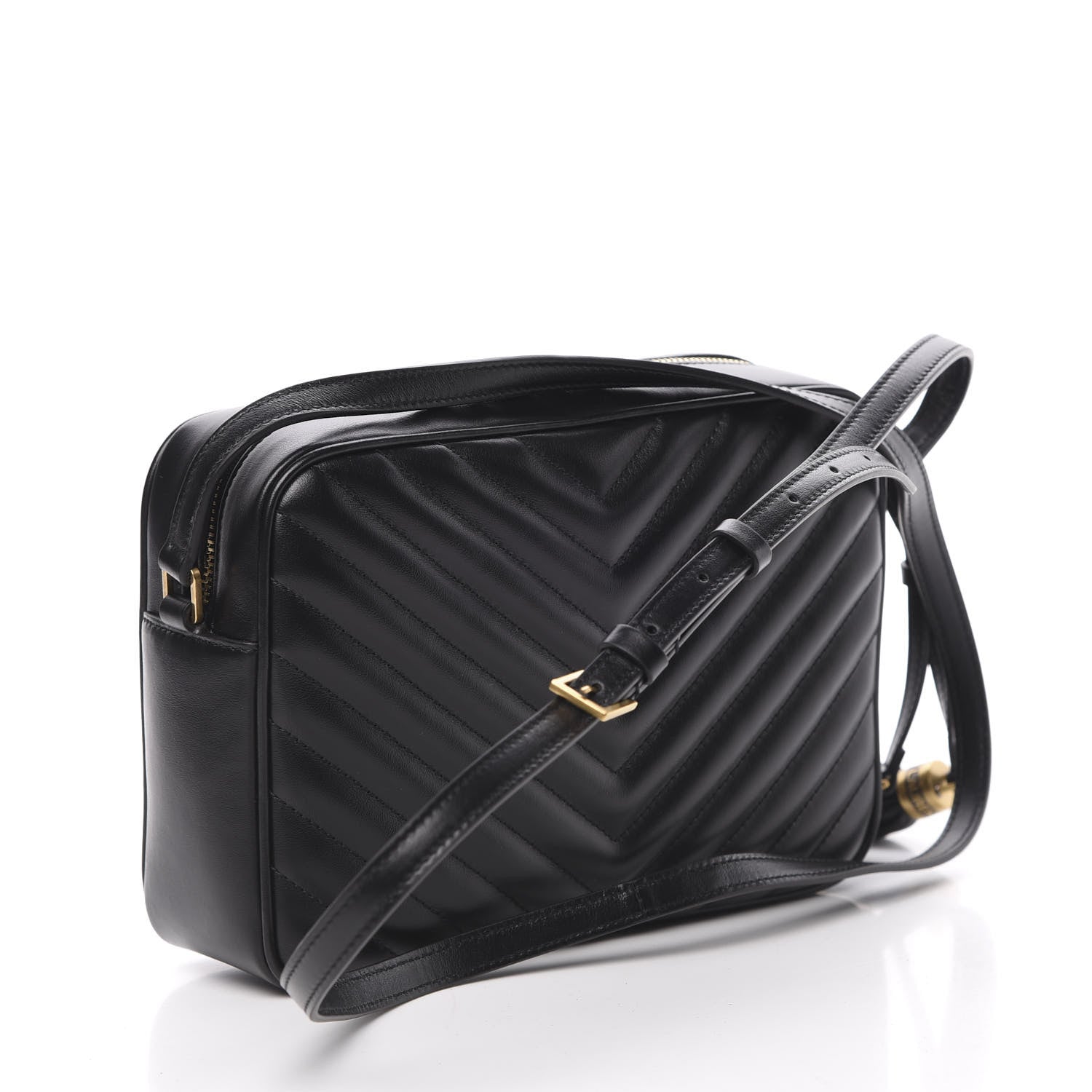 Saint Laurent Calfskin Matelasse Monogram Lou Camera Bag Black 2 of 9