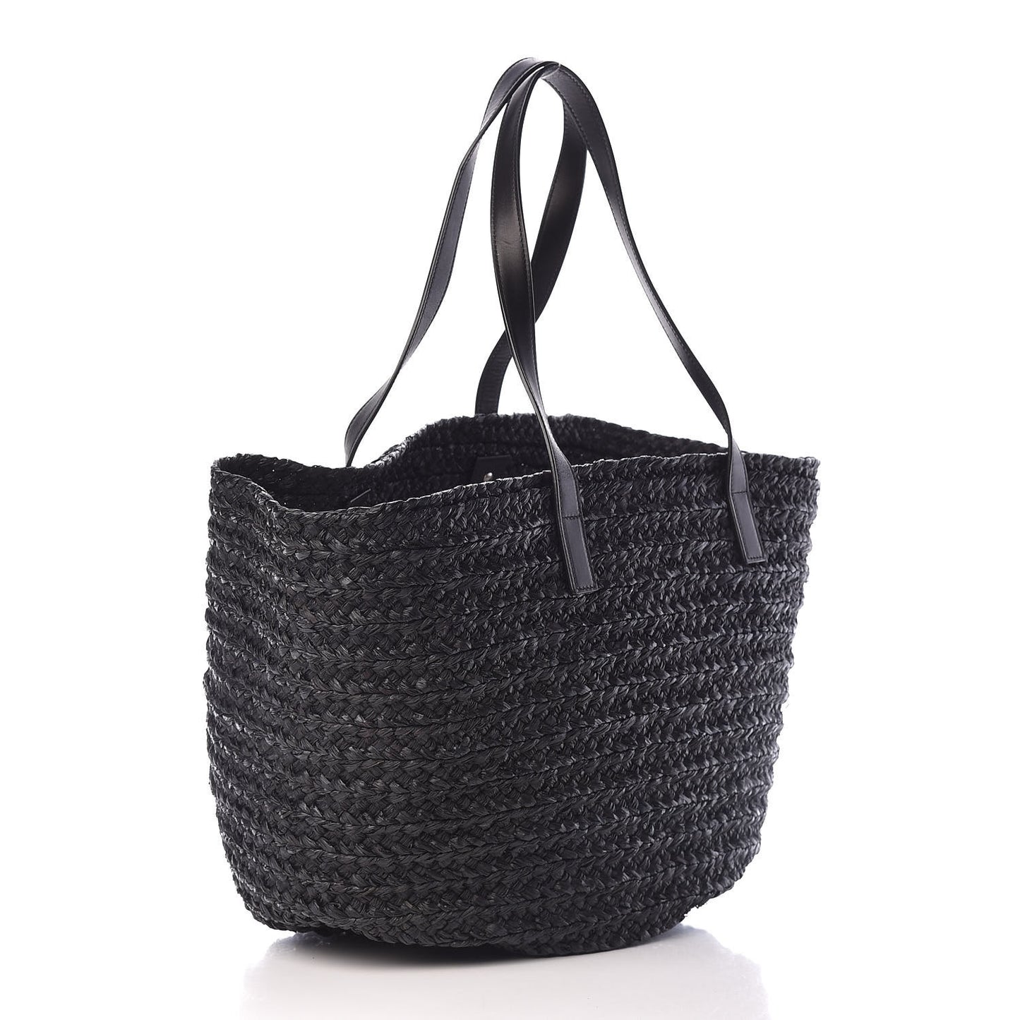 Raffia Medium Panier Bag Black