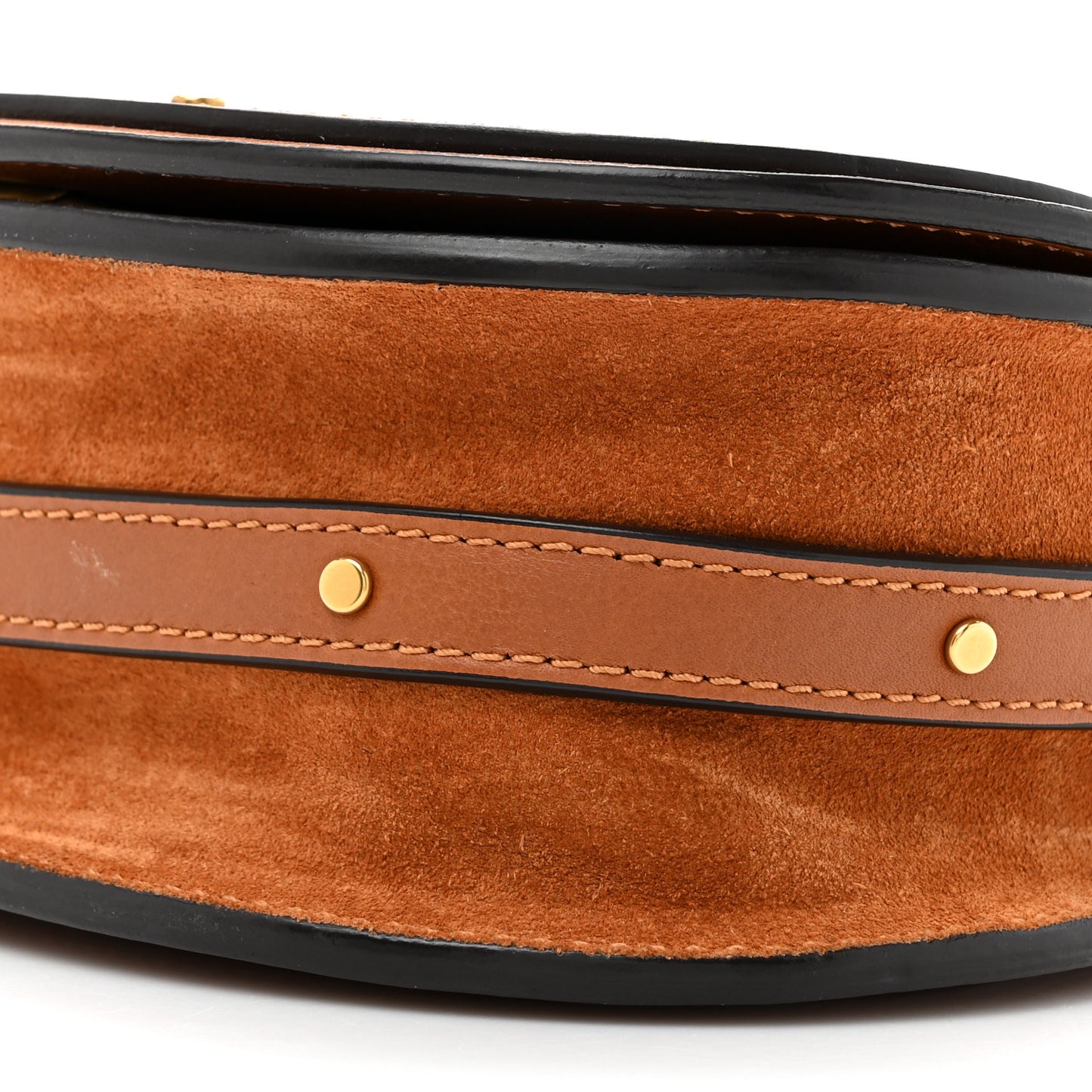 Calfskin Suede Small Nile Bracelet Bag Caramel