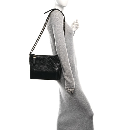 Chanel Aged Calfskin Quilted Medium Gabrielle Hobo Black 2 of 12