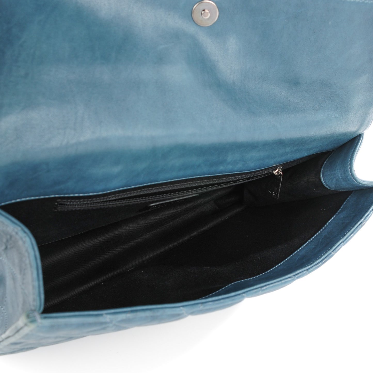 Washed Lambskin Quilted Maxi Take Away Flap Turquoise