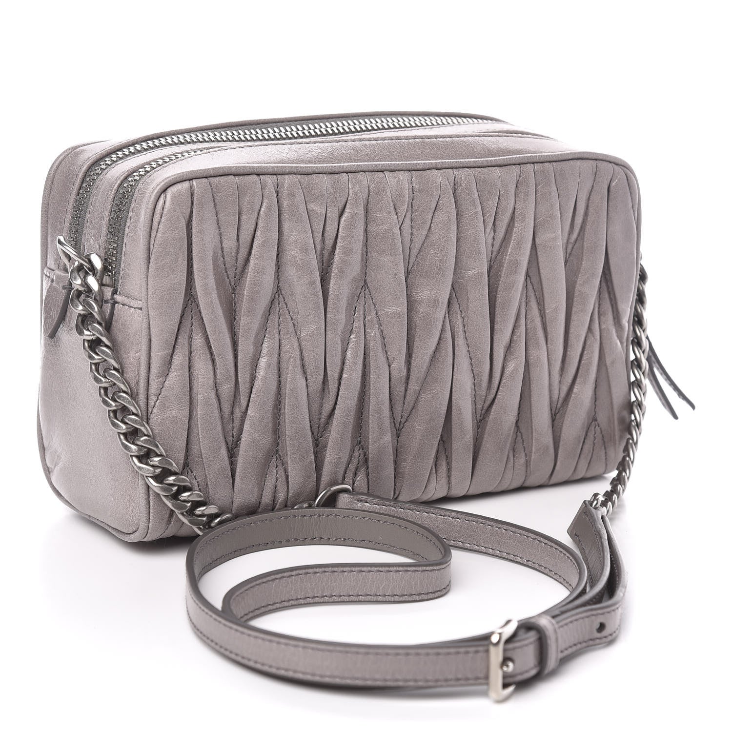 Miu Miu Vitello Lux Matelasse Double Zip Shoulder Bag Pomice 3 of 10
