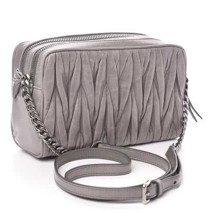 Miu Miu Vitello Lux Matelasse Double Zip Shoulder Bag Pomice 3 of 10