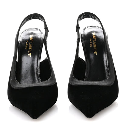 Saint Laurent Velluto Master Raso Regale Victoire 115 Slingback Pumps 36.5 Black 3 of 9