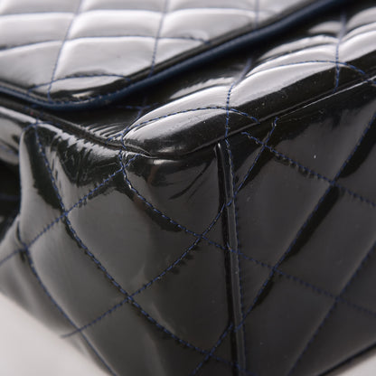 Chanel Patent Quilted Maxi Double Flap Navy Blue 21 of 23