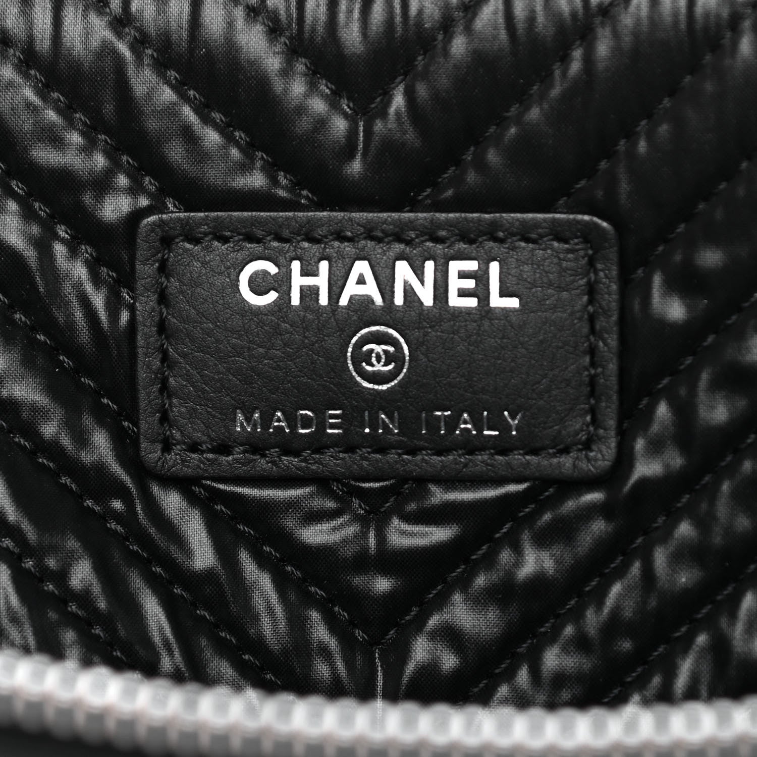 Chanel Caviar Chevron Quilted Large Boy Cosmetic Case Black 6 of 9