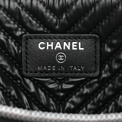 Chanel Caviar Chevron Quilted Large Boy Cosmetic Case Black 6 of 9