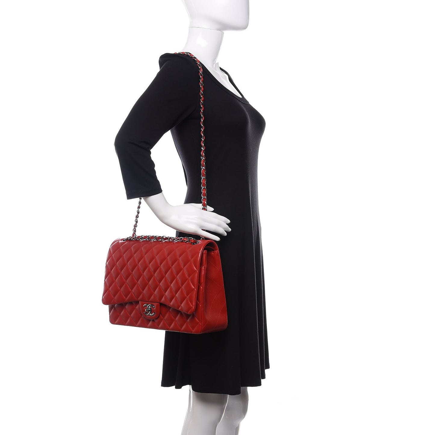 Lambskin Quilted Maxi Double Flap Red