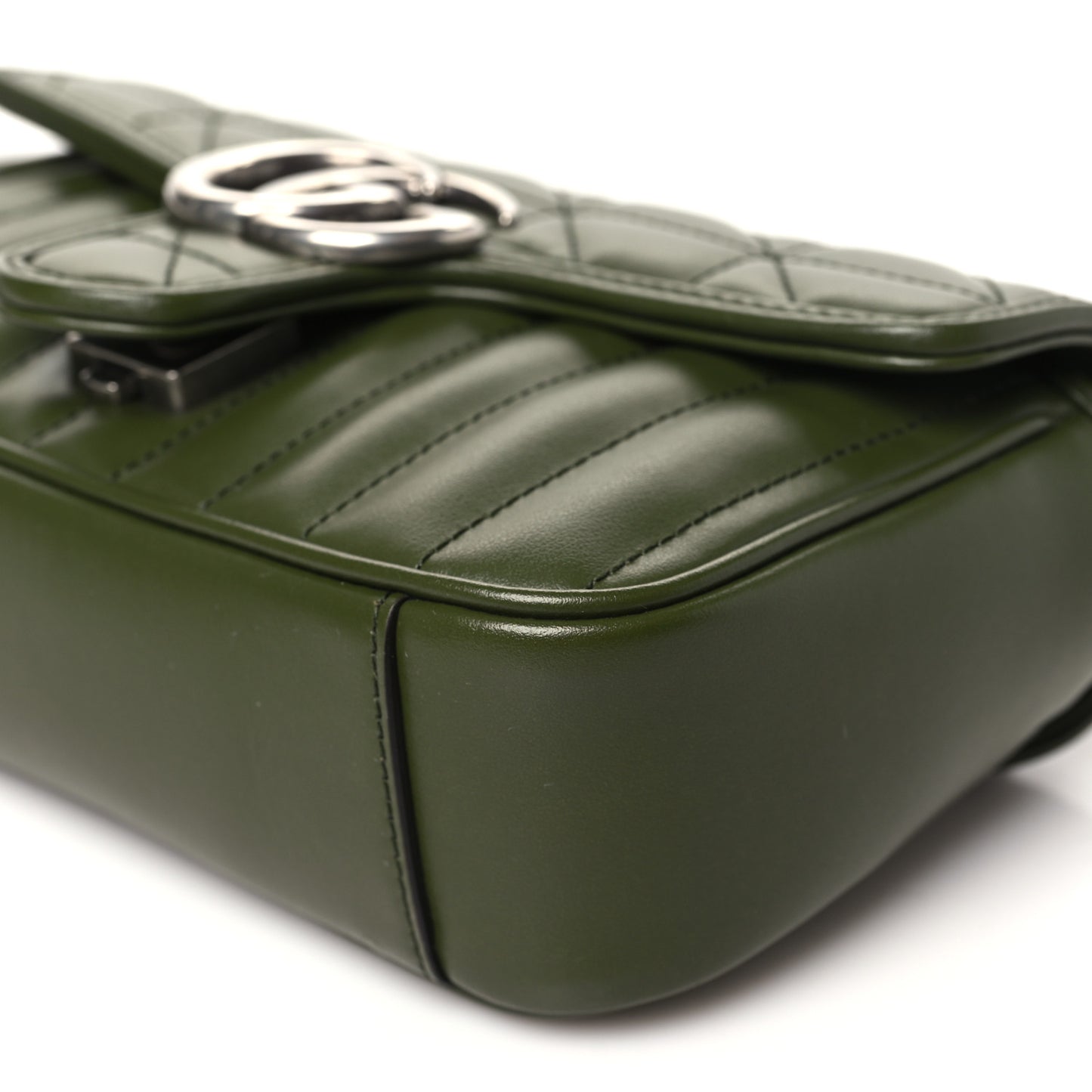 Calfskin Matelasse Aria Mini GG Marmont Shoulder Bag Military Wood