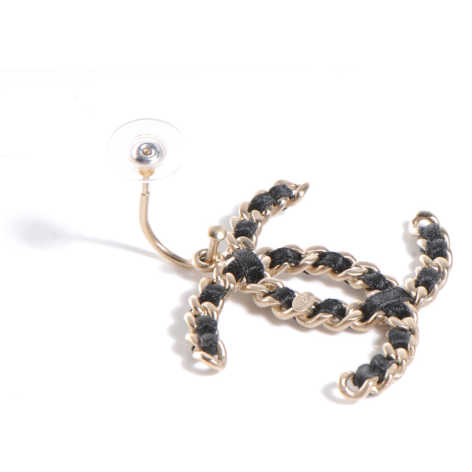 Chanel Satin CC Chain Earrings Light Gold 4 of 5
