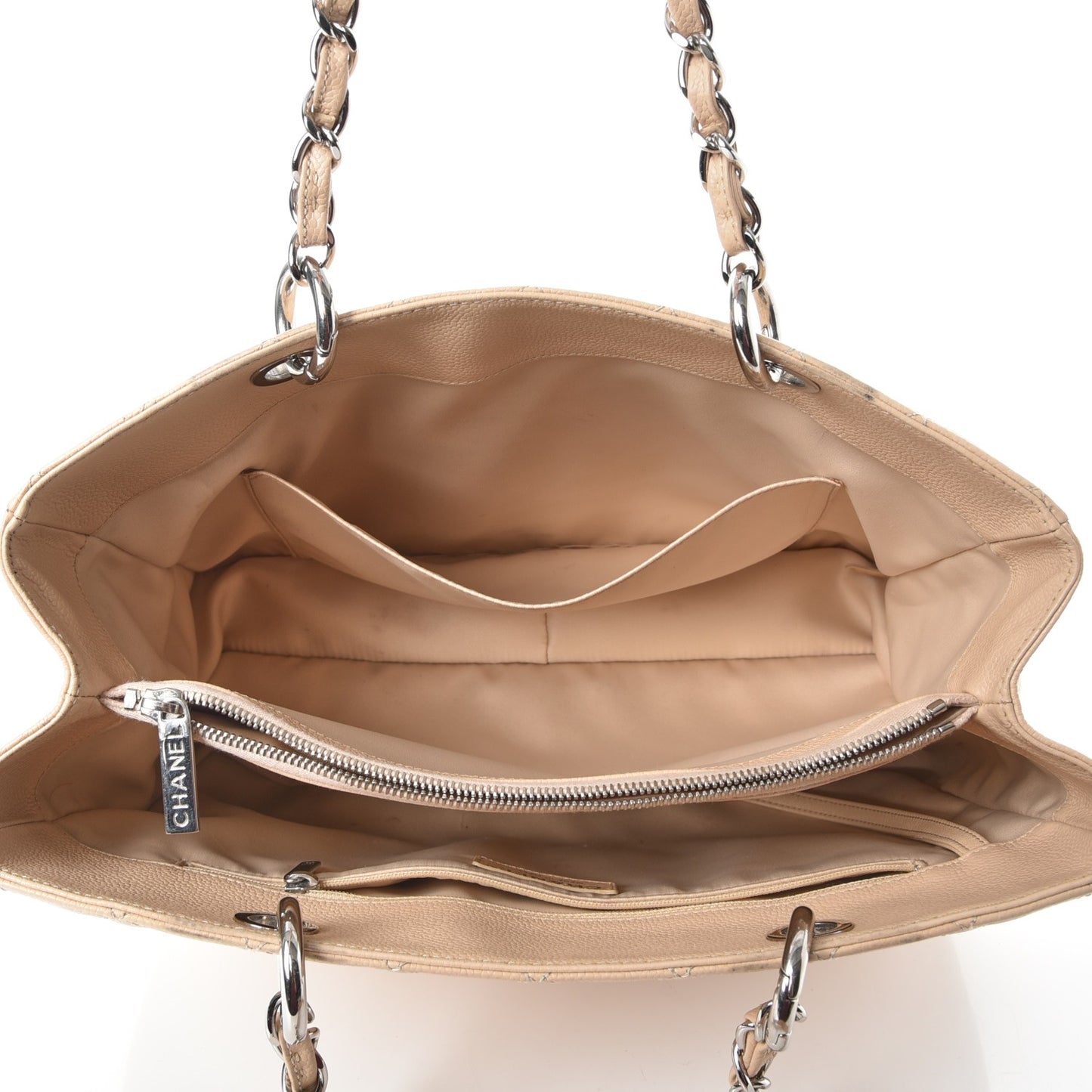 Caviar Quilted Grand Shopping Tote GST Beige Clair